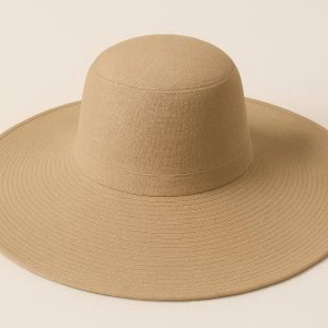Womens Wide Brim Sun Hat UPF 50 Solid Color Beach Hat