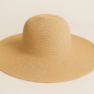 Solid Color Wide Brim Floppy Hat for Women Summer Straw Hat
