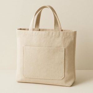 Simple Canvas Tote Bag with Front Pocket for Work Commute