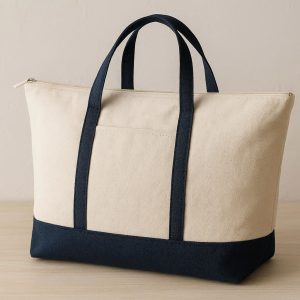 7 Large Canvas Beach Tote Bag with Zipper Top Travel Bag